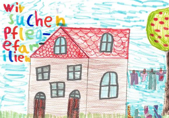 Bunte Kinderzeichnung Haus